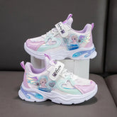 Disney Girls' Casual Shoes Frozen Priness Elsa Sneakers Mesh Leather White Breathable Sole Children's Sport Shoes Size 26-37 SHOWLU FASHION STORE