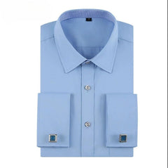 Quality French Cufflinks Shirt Men's Long Sleeve Tuxedo Male Brand Slim Fit White Button Cuff Social Men Dress Shirts