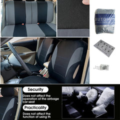 AUTO HIGH universal polyester car seat covers in grey and black for front and rear seats.