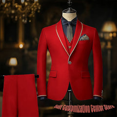 3 Pieces Jacket+Vest+Pants Navy Blue Suits for Man Slim Fit Single Breasted Shawl Lapel Wedding Groom Tuxedos Prom Costume Homme
