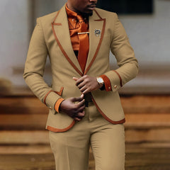 High Quality Men's Suits Evening Party Slim Fit 2 Pieces Formal Wear Business Party Prom Casual Outfit(Jacket+Pants) Custom Made