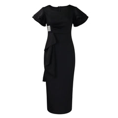 Elegant Pure Color African Style Wrap Dress D3310 New Fashionable Transoceanic Dress with Lace Trim Elegant African Dress