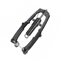 A black hydraulic arm exerciser with adjustable resistance and two handles for strength training.