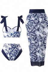 2025 Women Bikinis Set With Cover Swimsuit Swimwear Plus Size Push Up Large Big Floral Swimming Suits Beachwear Bathing Suits SHOWLU FASHION STORE