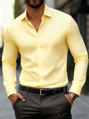 Men's fashionable polka dot print long-sleeved shirt, popular business casual slim-fit versatile daily commuting trendy shirt