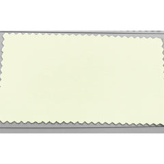A rectangular swatch of cream-colored fabric with a textured weave and pinked edges.