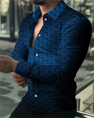 High -quality fashion social men's button shirt casual designer prints long -sleeved top men's lapel men's clothing 2023 spring