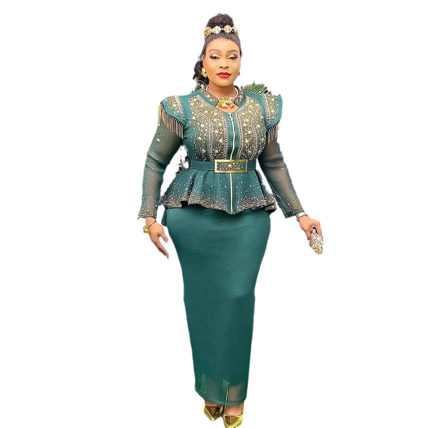 2025 Spring African Clothes for Women 2 PCS Sets Tops and Skirts Suit Dashiki Ankara Outfit Robe Plus Size Wedding Party Dresses SHOWLU FASHION STORE