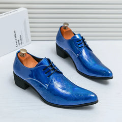Designer New Arrival Men's Charm Blue Black Pointed Lace Up Shoes Male Formal Wedding Prom Dress Prom Loafers Homecoming