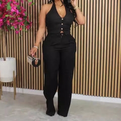 Women Elegant Two Piece Set Dashiki African Tracksuit Spring Summer Long Sleeve Vest Top and Pants Set Party Matching Sets