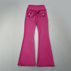 New pocket micro horn yoga pants for hip lifting fitness dance pants quick drying exercise training yoga pants