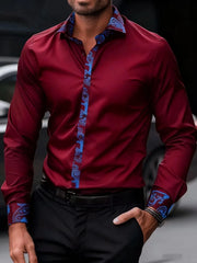 Men's fashionable business style long sleeved shirt with special pattern pattern. Long sleeved shirt suitable for parties