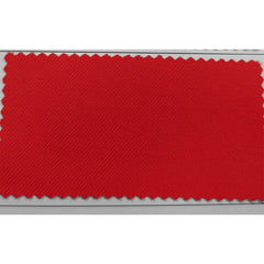 A rectangular fabric swatch of vibrant red material with a visible diagonal twill weave.