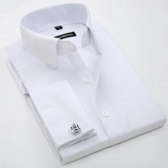 Men's French cufflink shirt long sleeved spring style multi-color collar high collar slim fit collar formal striped shirt