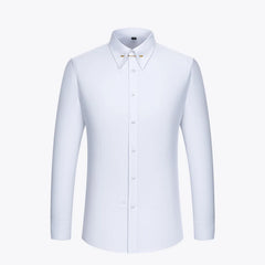 Premium Mens Pin Collar Dress Shirts Stylish French Cuff Button Male Business Formal Shirt For Party Wedding White Black