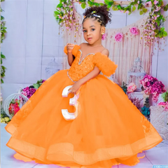 Flower Girl Dresses Red Kids Birthday Sheer Neck Pleated Ruffles Tiered Tulle Ball Gowns for Wedding