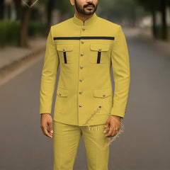 Ivory Formal Safari Suit Custom Made Indian Menswear for Wedding Groom Men's 2pcs Set Jacket Pants Slim Fit Party Dress