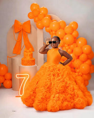 Luxury Puffy Ballgown Girls Birthday Party Dress Customized Flower Girl Dresses for Wed Little Queens Pageant Homecoming Dress