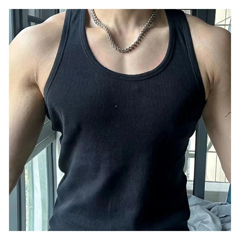 High Tuality Slim-fit Stretch Vest Sleeveless Base Shirt Short Sleeve Tee Oversized T-shirt Summer Men Clothing Sports shirt Top SHOWLU FASHION STORE