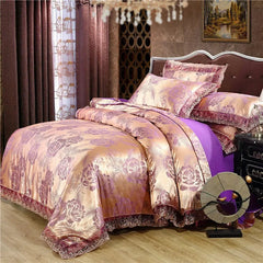 Nordic Satin Jacquard Duvet Cover Set Luxury Flower Bedding Set Adlut Quilt Cover Pillowcases Sheet Twin Queen King Home Texiles SHOWLU FASHION STORE