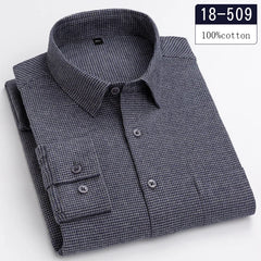 Luxury High-Quality 100% Cotton Houndstooth Full Shirts for Men Slim Fit Casual Shirt Long-Sleeve Plaid Soft Designer Clothes Ro