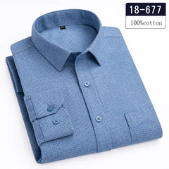 Luxury High-Quality 100% Cotton Houndstooth Full Shirts for Men Slim Fit Casual Shirt Long-Sleeve Plaid Soft Designer Clothes Ro