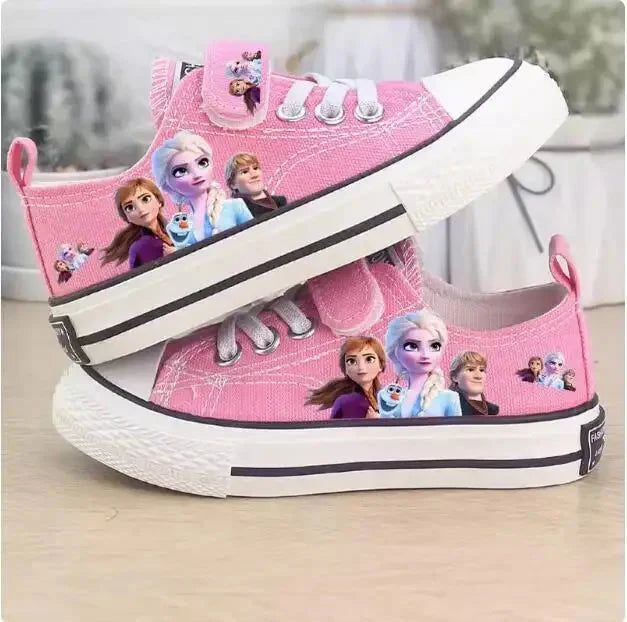 Disney Children's Canvas Shoes frozen elsa Low top Girls sport Shoes PU Autumn Breathable Non slip Casual Shoes SHOWLU FASHION STORE