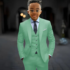 Dark Grey High Quality Boy Suits Slim Fit Single Breasted Peak Lapel Elegant Boy 3 Piece Jacket Pants Vest Kids Sets