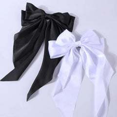 2Pcs/Set Elegant Bow Ribbon Hair Clip Women Fashion Solid Bowknot Satin Hairpin Barrettes Girls Ponytail Clip Hair Accessories