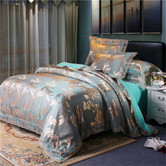 Nordic Satin Jacquard Duvet Cover Set Luxury Flower Bedding Set Adlut Quilt Cover Pillowcases Sheet Twin Queen King Home Texiles SHOWLU FASHION STORE