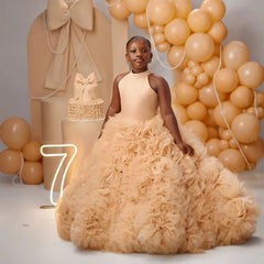 Luxury Puffy Ballgown Girls Birthday Party Dress Customized Flower Girl Dresses for Wed Little Queens Pageant Homecoming Dress