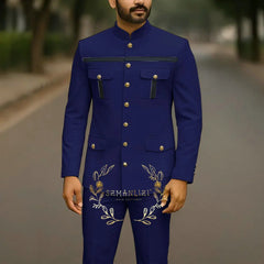 Affrica Style Stand Collar White Single Breasted Jacket Pants Business Men Suit Elegant Groom Wedding Suits Male Party Dress