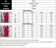 A woman wears a bright pink fitted sheath dress with short sleeves and a round neckline.