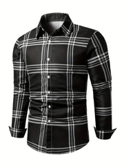 Fashion Square stripe patterns 3D Print Mens Long Sleeve Shirt Autumn Button Down Casual Animal Shirt Lapel Mens Clothing Tops