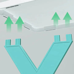 A teal plastic shoe rack component with a V-shaped design shown against a white background.