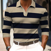 Men's Striped Rugby Long Sleeve Polo Shirt Lapel Shirt Sports Casual Outdoor Office Daily Wear Button Spring Autumn Winter