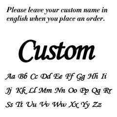 This image displays a cursive font style for a custom name necklace, showing the full alphabet in uppercase and lowercase letters.