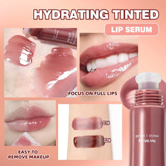 Nude Brown Plumping Lip Gloss Moisturising Colored Lip Oil Transparent Fullness Lips Tint Soft Tube Make Up Beauty Lips Care 12g