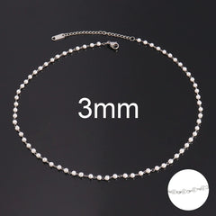 Stainless Steel Necklaces For Women Simple Pearl Necklace Choker Necklace Handmade Strand Bead Chain Necklace Fashion Jewelry