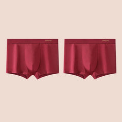 Two pairs of red cotton boxer shorts with a U-pouch design and the Jeanswest logo on the waistband.