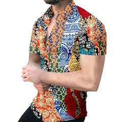 2023 New High Quality Hawaiian Baroque Short Sleeve 3D Printed Men's Shirt SHOWLU FASHION STORE
