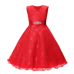 1-9Y Kids Princess Style Girls Dress Mesh Skirt Puffy Children Sleeveless Vest Wedding Party Ceremony Flower Girl Outfit Elegant