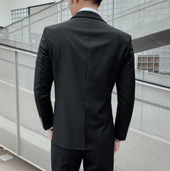 suit 6XL (Blazer+ Vest + Pants) Men's Fashion Casual Gentleman Slim Fit Work solid color outdoor Business wedding banquet suit