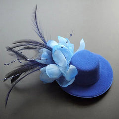 Fashion 13cm Kids Fascinators Hats Feathers Hair Accessories Flower Pillbox Hat Makeup Prom Teas Party Hairpins Party