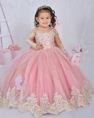 Customized Ivory Flower Girl Dresses For Wedding Appliques Floor Length Kids Birthday Party First Communion Pageant Gown