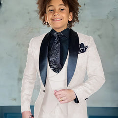 Jacquard Boys Suit 3 piece Suit Burgundy Jacket Pants Vest Wedding Kids Tuxedo Formal Style Boys Slim Fit Suit