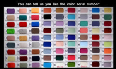 A color swatch chart featuring eighty-one numbered fabric samples in various shades.