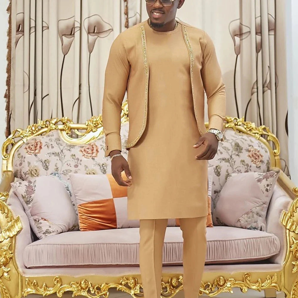 2025 new traditional men's suit luxury gentleman's shirt suit casual travel banquet men's two-piece set fashionable men's suit SHOWLU FASHION STORE