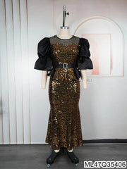 High-waisted Party Evening Dress with Heavy Sequined Fishtail in The Autumn of 2025 Pluse-size Women's Wear S10716ML47Q354