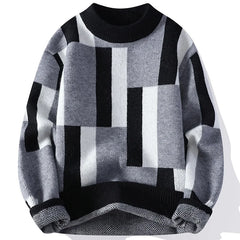 Autumn Winter Men Women Sweater Fashion Youthful Plaid Mock Neck Knitted Pullovers Men's Casual Loose Vitality Warm Y2K Sweaters